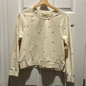 Wild Fox Heart Patterned Cream Sweatshirt Small
